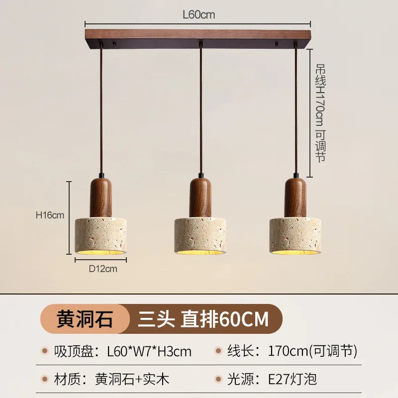 Black Travertine Luxury LED Pendant Lamp for Hotel Lobby & Living Room Elegant Chandelier for Home Decor