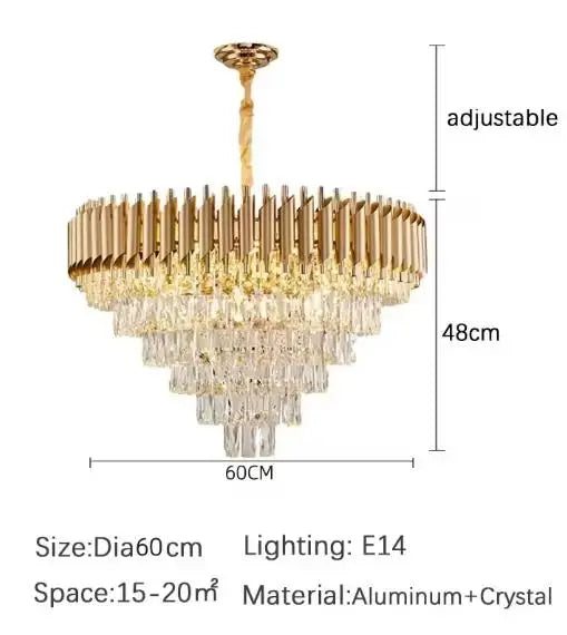 Modern K9 Crystal Hanging Lamp Luxury Black Gold Metal Led Chandelier Elegant Indoor Pendant Lighting Fixture For Home Decor