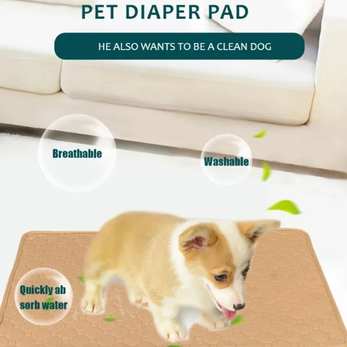 Reusable Washable Pet Pee Pad – Waterproof Absorbent Training Mat