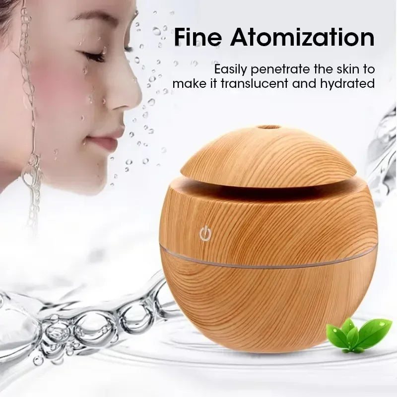 Mini Woodgrain USB Humidifier – Ultrasonic Essential Oil Diffuser
