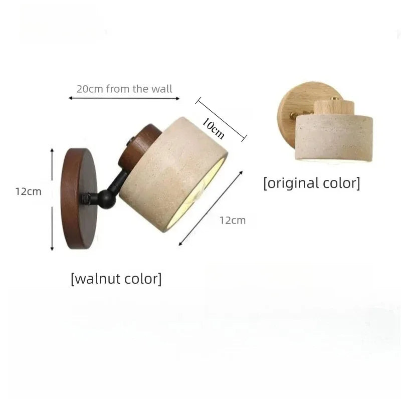 Yellow Cave Stone Japanese-style Wabi-sabi Bedroom Bedside Wall Lamp Retro Homestay Study Rotatable Wall Lamp with Switch For
