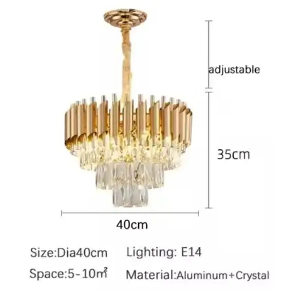 Modern K9 Crystal Hanging Lamp Luxury Black Gold Metal Led Chandelier Elegant Indoor Pendant Lighting Fixture For Home Decor