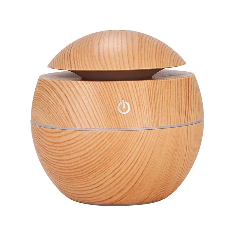 Mini Woodgrain USB Humidifier – Ultrasonic Essential Oil Diffuser