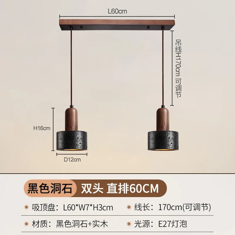 Black Travertine Luxury LED Pendant Lamp for Hotel Lobby & Living Room Elegant Chandelier for Home Decor