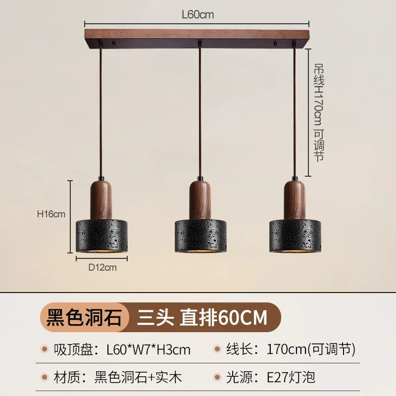 Black Travertine Luxury LED Pendant Lamp for Hotel Lobby & Living Room Elegant Chandelier for Home Decor