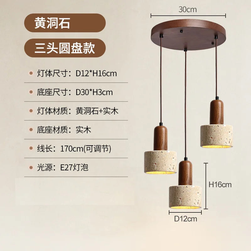 Black Travertine Luxury LED Pendant Lamp for Hotel Lobby & Living Room Elegant Chandelier for Home Decor