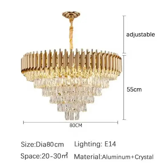 Modern K9 Crystal Hanging Lamp Luxury Black Gold Metal Led Chandelier Elegant Indoor Pendant Lighting Fixture For Home Decor