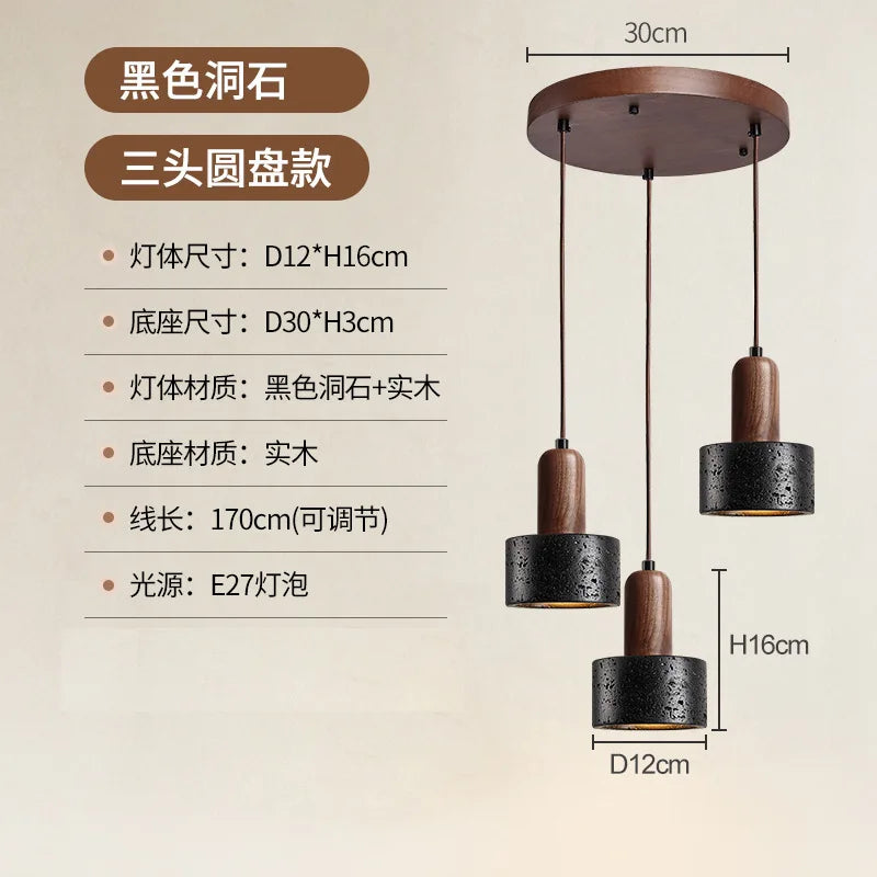 Black Travertine Luxury LED Pendant Lamp for Hotel Lobby & Living Room Elegant Chandelier for Home Decor