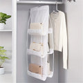 1pc 6/8 Grids Space Saving Bag Organizers, Multi Layer Hanging Handbag Purse Organizer For Wardrobe Closet, Bag Storage Holder