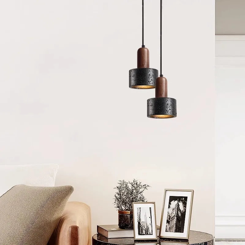 Black Travertine Luxury LED Pendant Lamp for Hotel Lobby & Living Room Elegant Chandelier for Home Decor