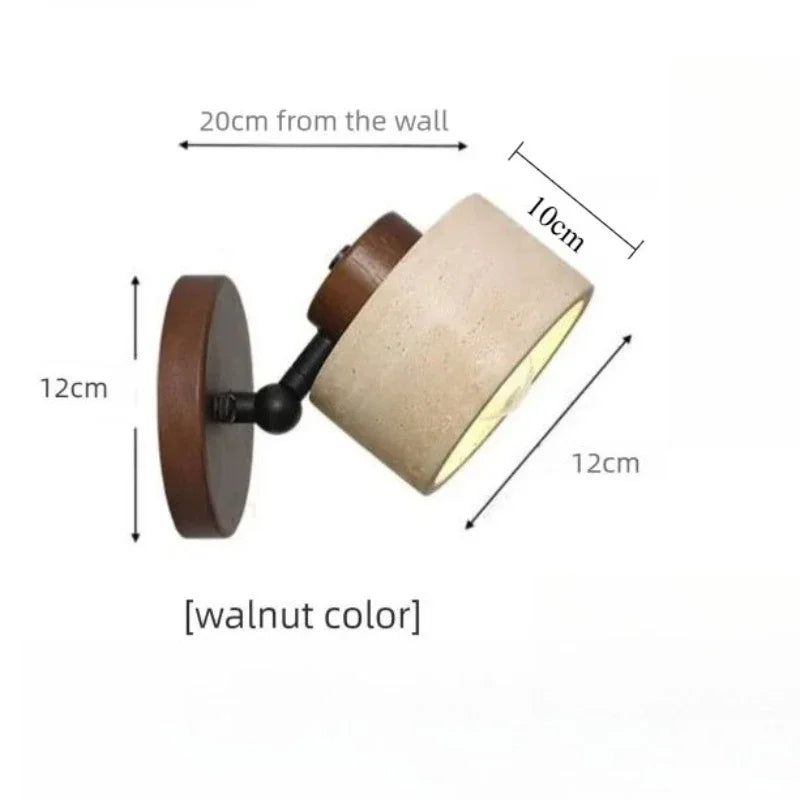 Yellow Cave Stone Japanese-style Wabi-sabi Bedroom Bedside Wall Lamp Retro Homestay Study Rotatable Wall Lamp with Switch For
